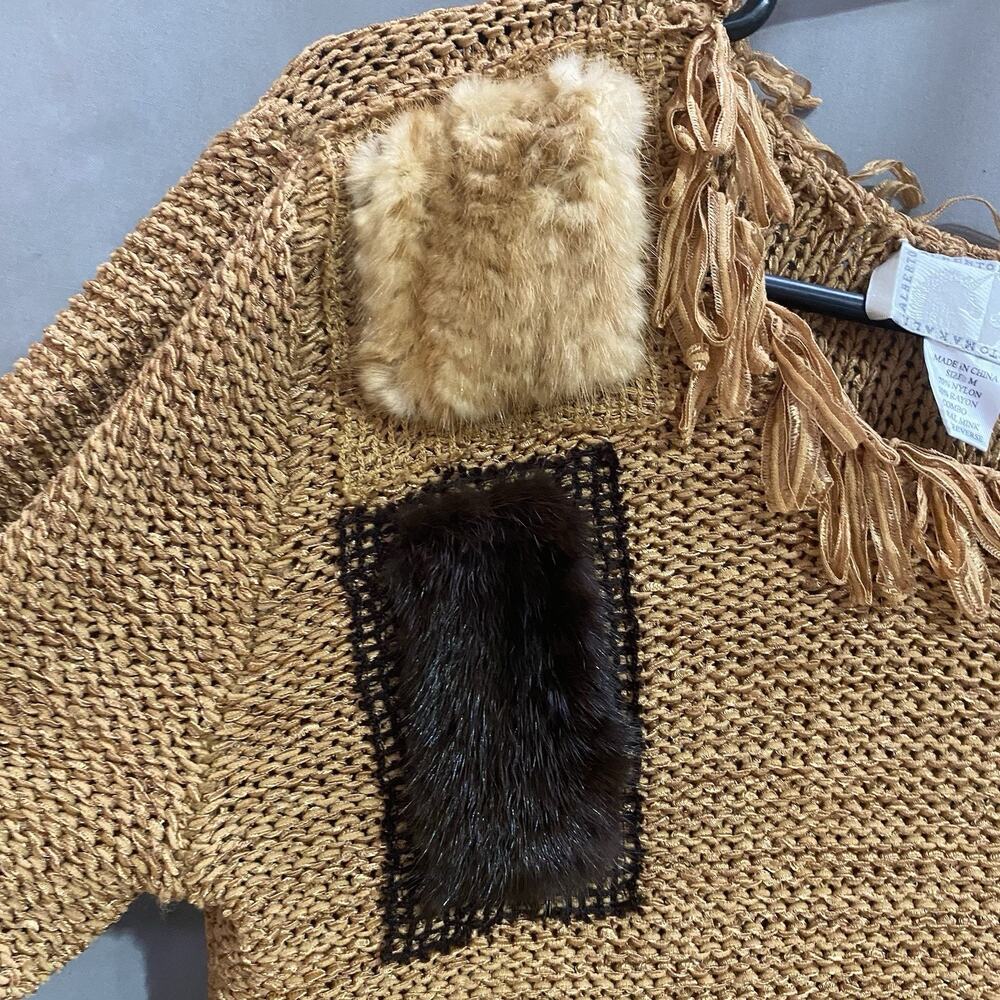 vintage Alberto Makali sweater With patchwork mink fur accents Size M TG2080 - Picture 4 of 7